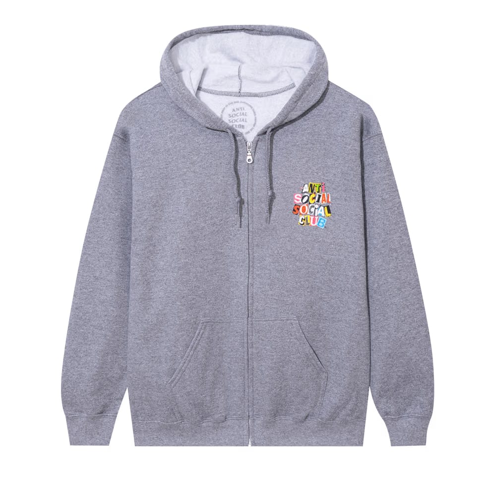 Anti Social Social Club Torn Pages Of Our Story Zip Hoodie Heather Grey