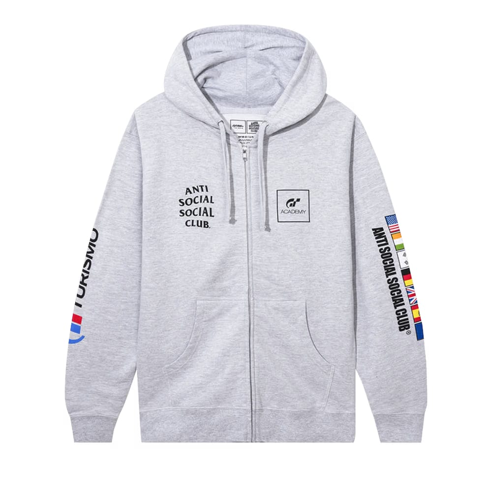 Anti Social Social Club x Gran Turismo Flag Zip Hoodie Heather Grey