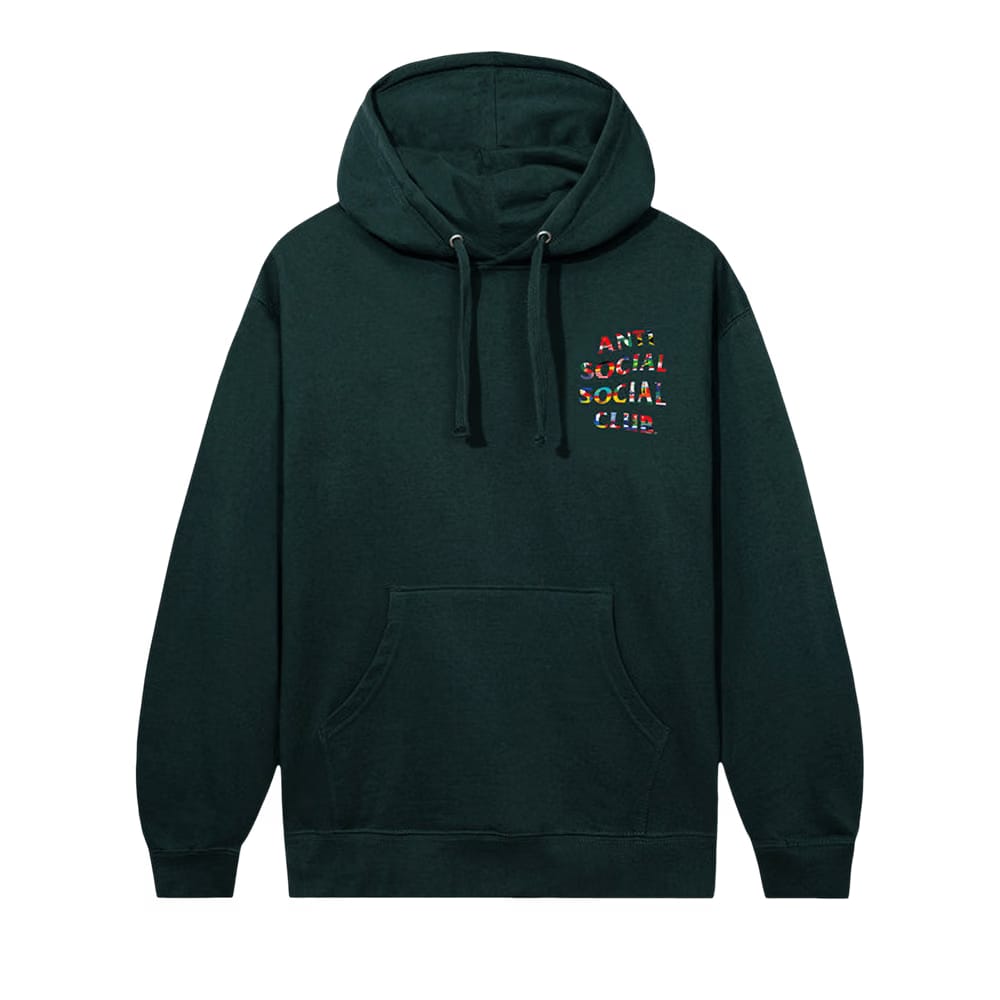 Anti Social Social Club Flag Collage Hoodie Alpine Green
