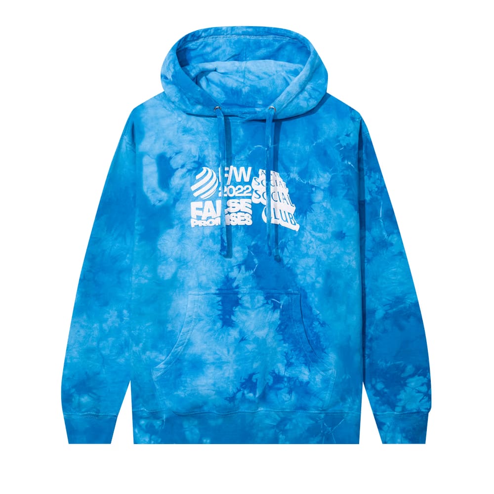 Anti Social Social Club False Promises Tie Dye Hoodie Blue