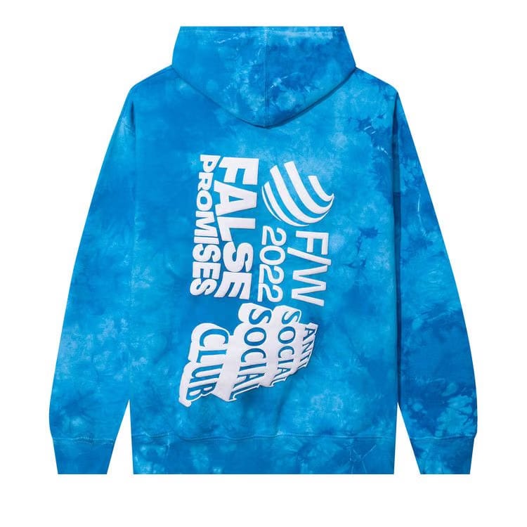 Anti Social Social Club False Promises Tie Dye Hoodie Blue