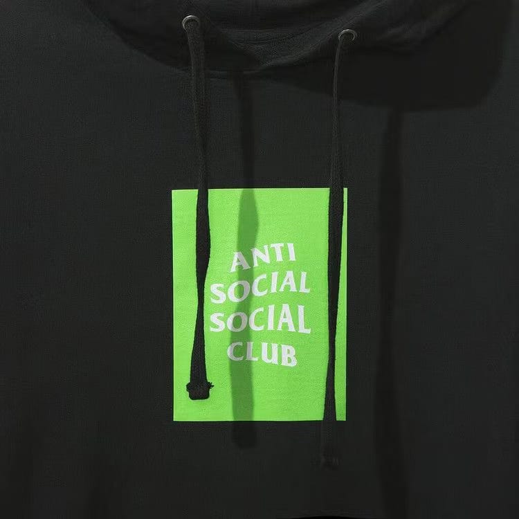 Anti Social Social Club Box Logo Hoodie Black/Neon Green