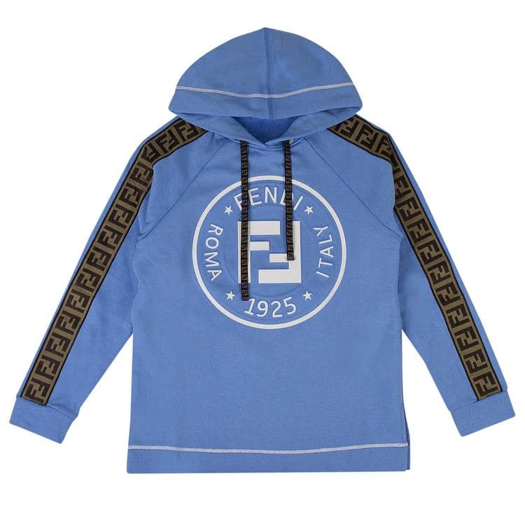 Fendi Logo Stripe Hoodie Blue