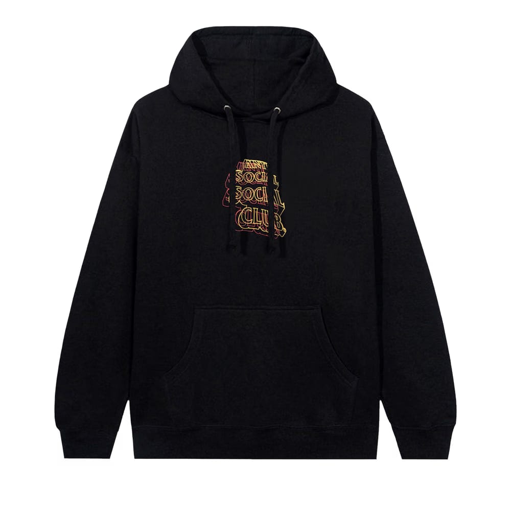 Anti Social Social Club Neon Lights And A Lot Of Rain Hoodie Black