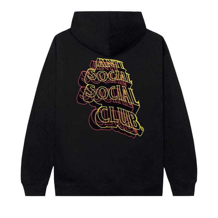 Anti Social Social Club Neon Lights And A Lot Of Rain Hoodie Black