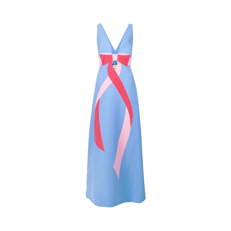 Gucci Intarsia Dress With Bow Blue