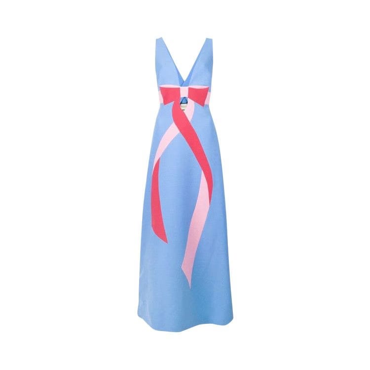 Gucci Intarsia Dress With Bow Blue