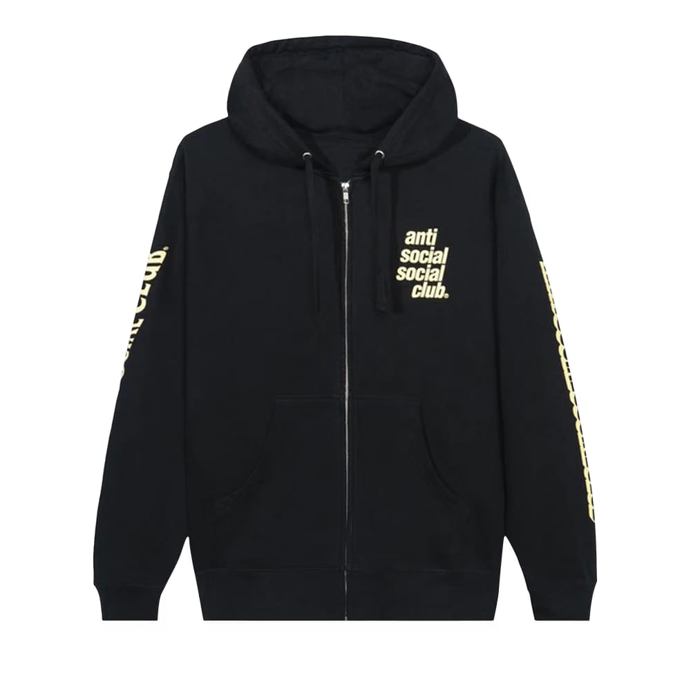 Anti Social Social Club Split Zip Hoodie Black