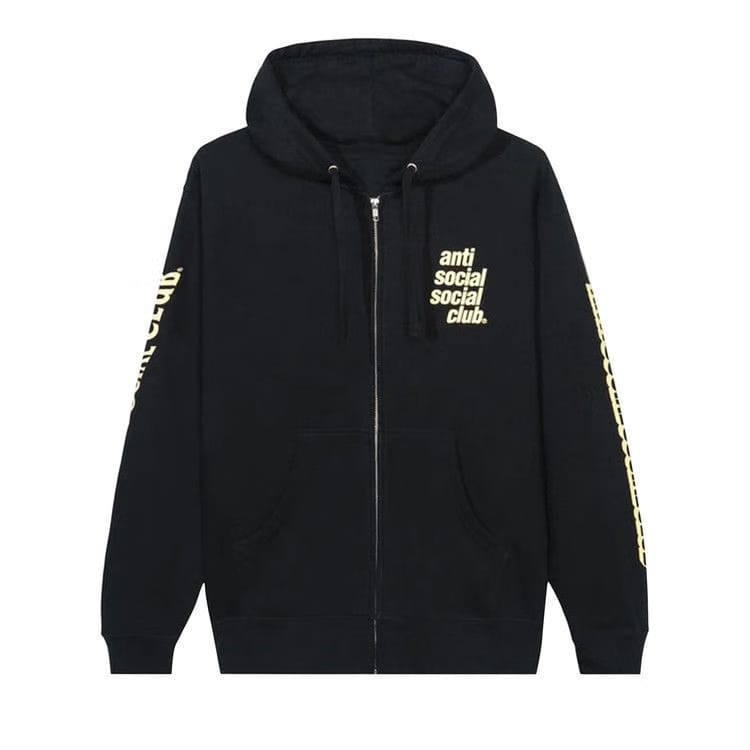 Anti Social Social Club Split Zip Hoodie Black