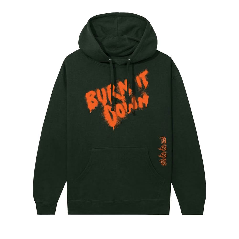 Anti Social Social Club x 2 Tone Burn It Down Hoodie Dark Green