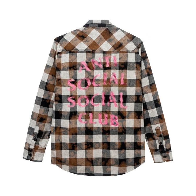 Anti Social Social Club Dialtone Tie Dye Flannel Black