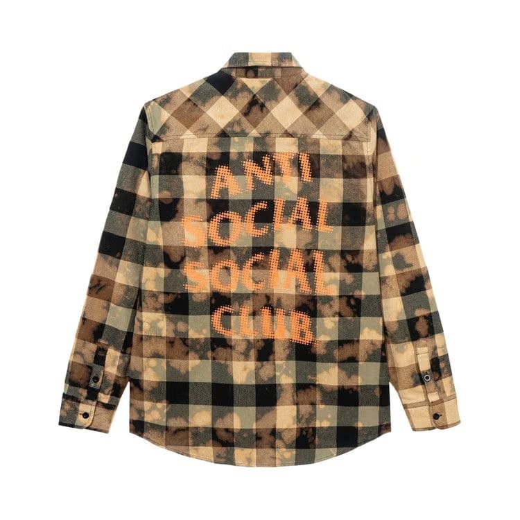 Anti Social Social Club Dialtone Tie Dye Flannel Olive