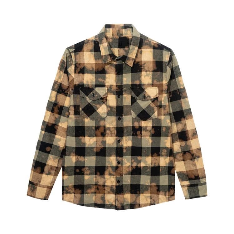 Anti Social Social Club Dialtone Tie Dye Flannel Olive
