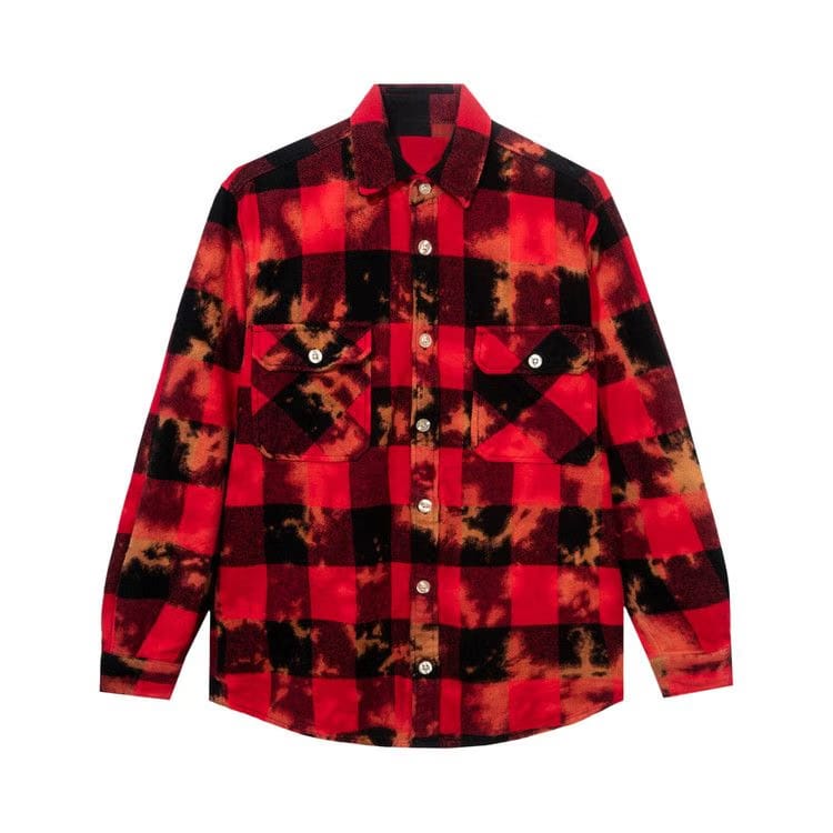 Anti Social Social Club Chromey Tie Dye Flannel Red