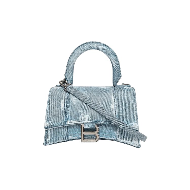 Balenciaga Hourglass Shoulder Bag Denim Blue