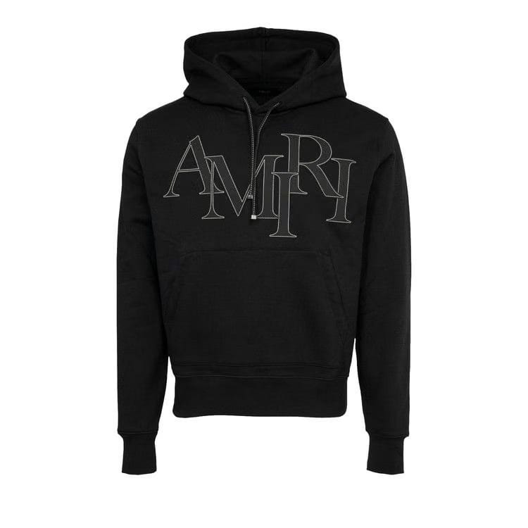 Amiri Staggered Logo Hoodie Black