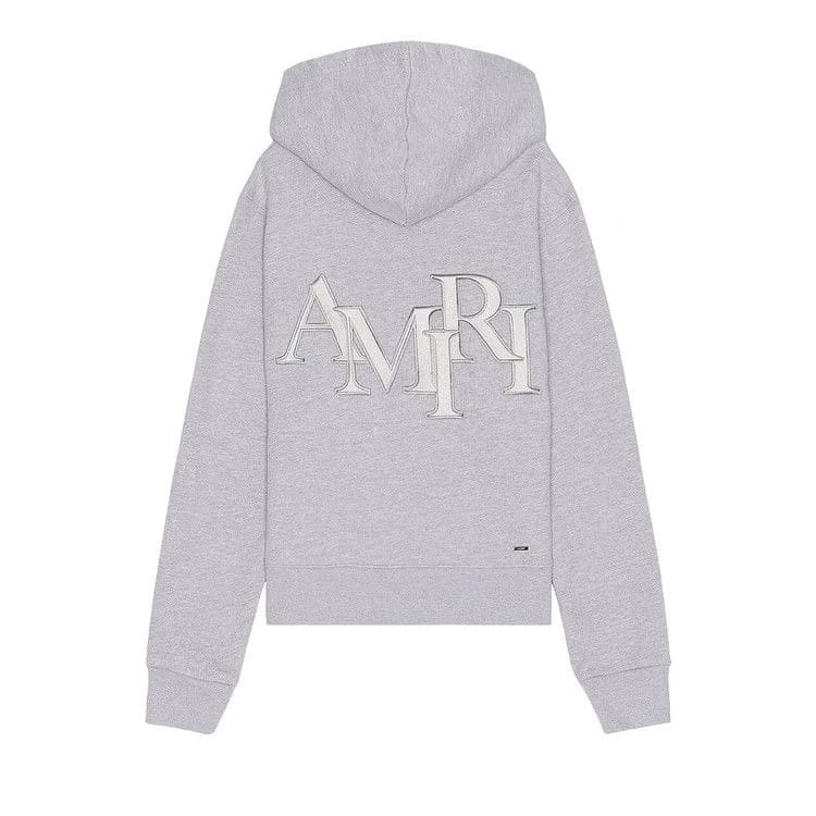 Amiri Staggered Hoodie Heather Grey