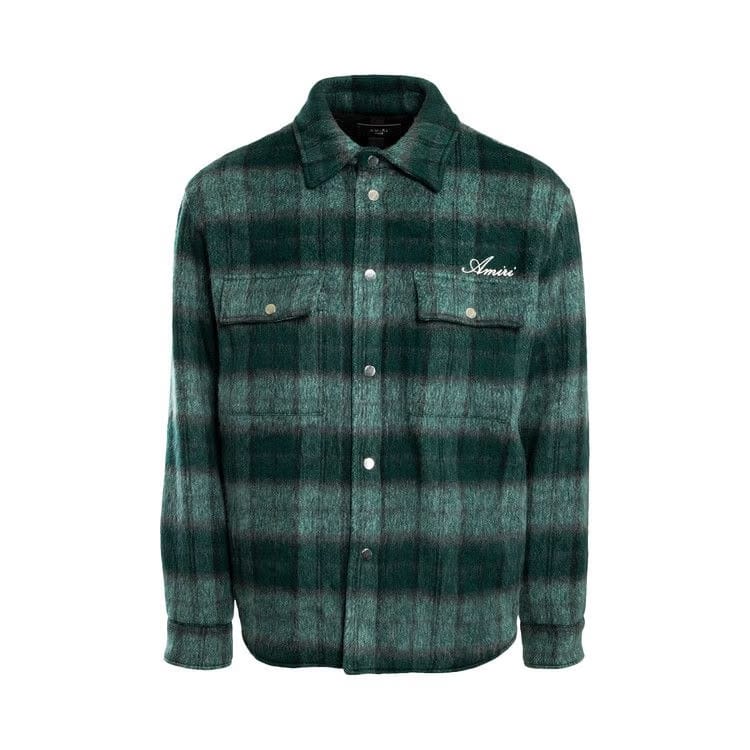 Amiri Brushed Plaid Overshirt Aqua/Multicolor