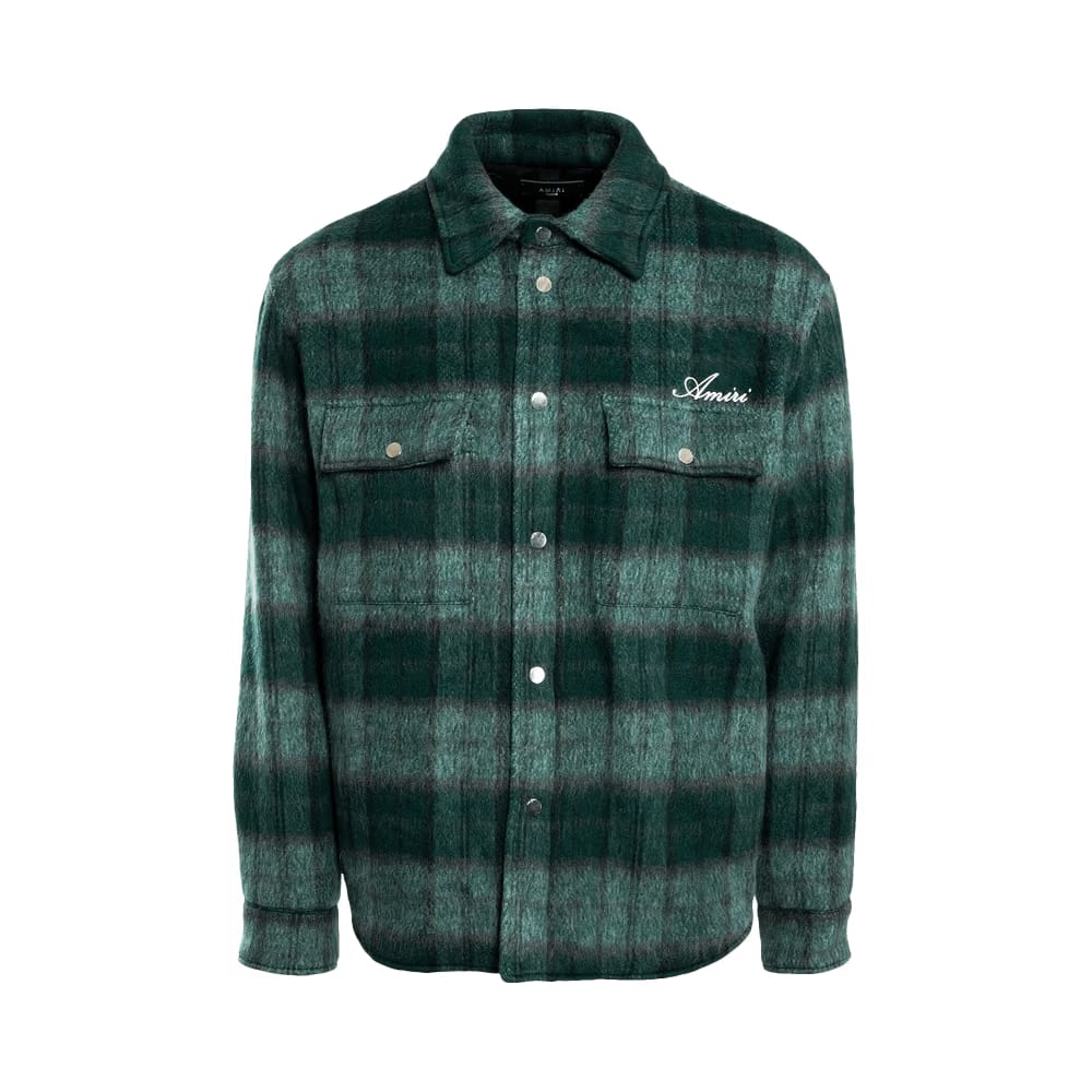 Amiri Brushed Plaid Overshirt Aqua/Multicolor