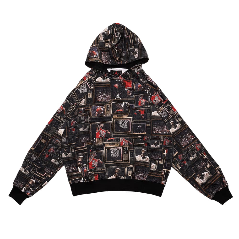 Air Jordan Brooklyn Fleece Printed Pullover Hoodie Black/Sail