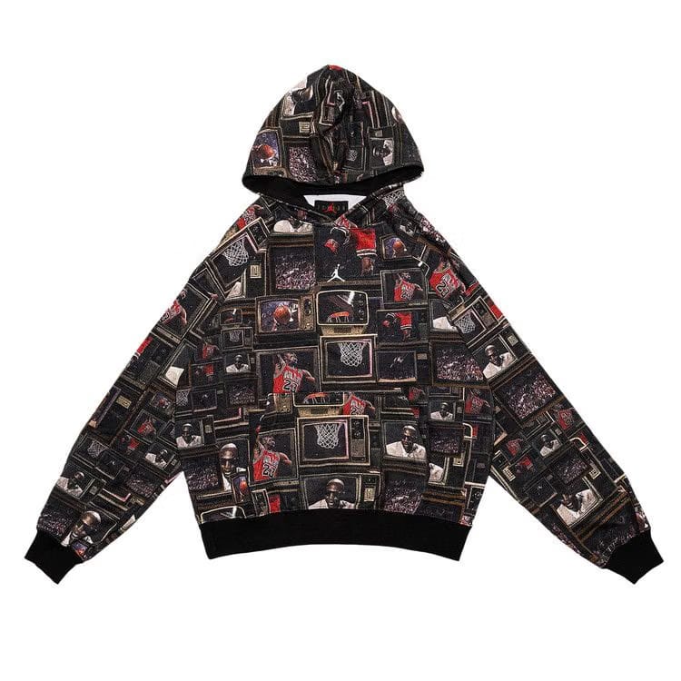 Air Jordan Brooklyn Fleece Printed Pullover Hoodie Black/Sail