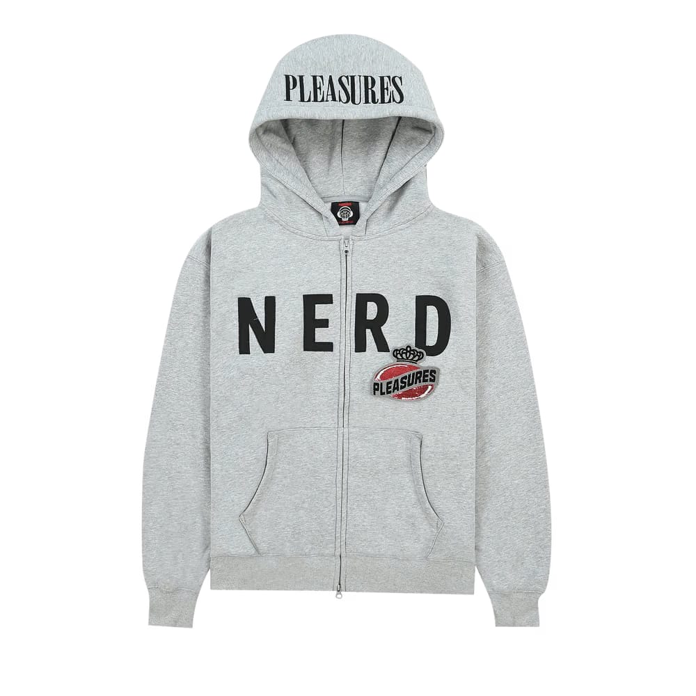 Pleasures Nerd Zip Up Hoodie Heather Grey