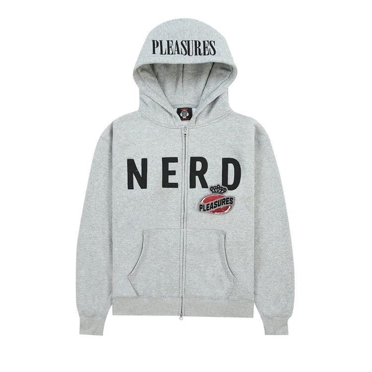Pleasures Nerd Zip Up Hoodie Heather Grey
