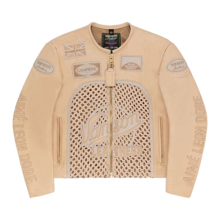 Aimé Leon Dore x Vanson Raffia Leather Jacket Bone