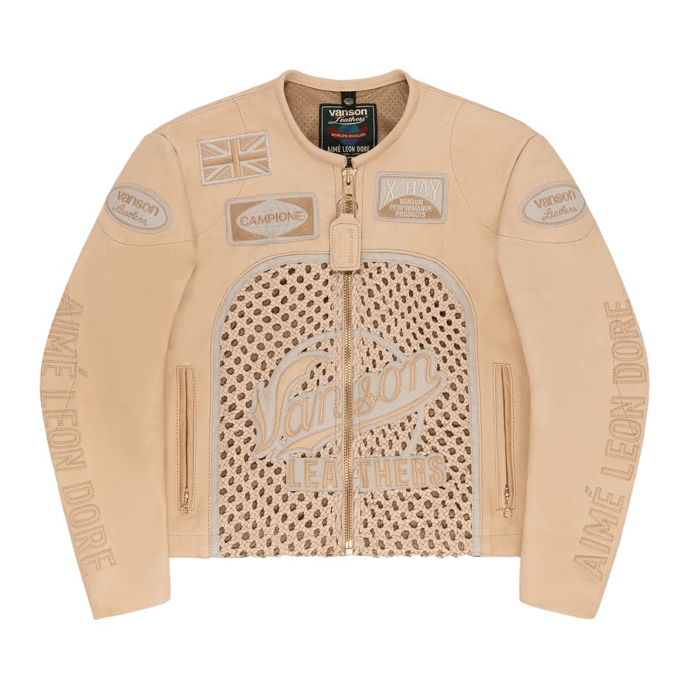 Aimé Leon Dore x Vanson Raffia Leather Jacket Bone
