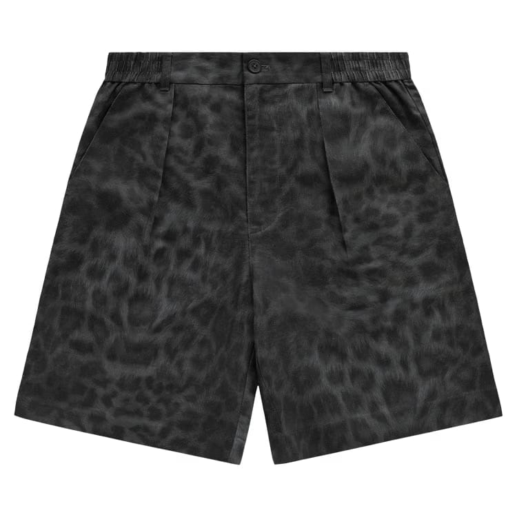 Aimé Leon Dore Pleated Bermuda Shorts Black Leopard