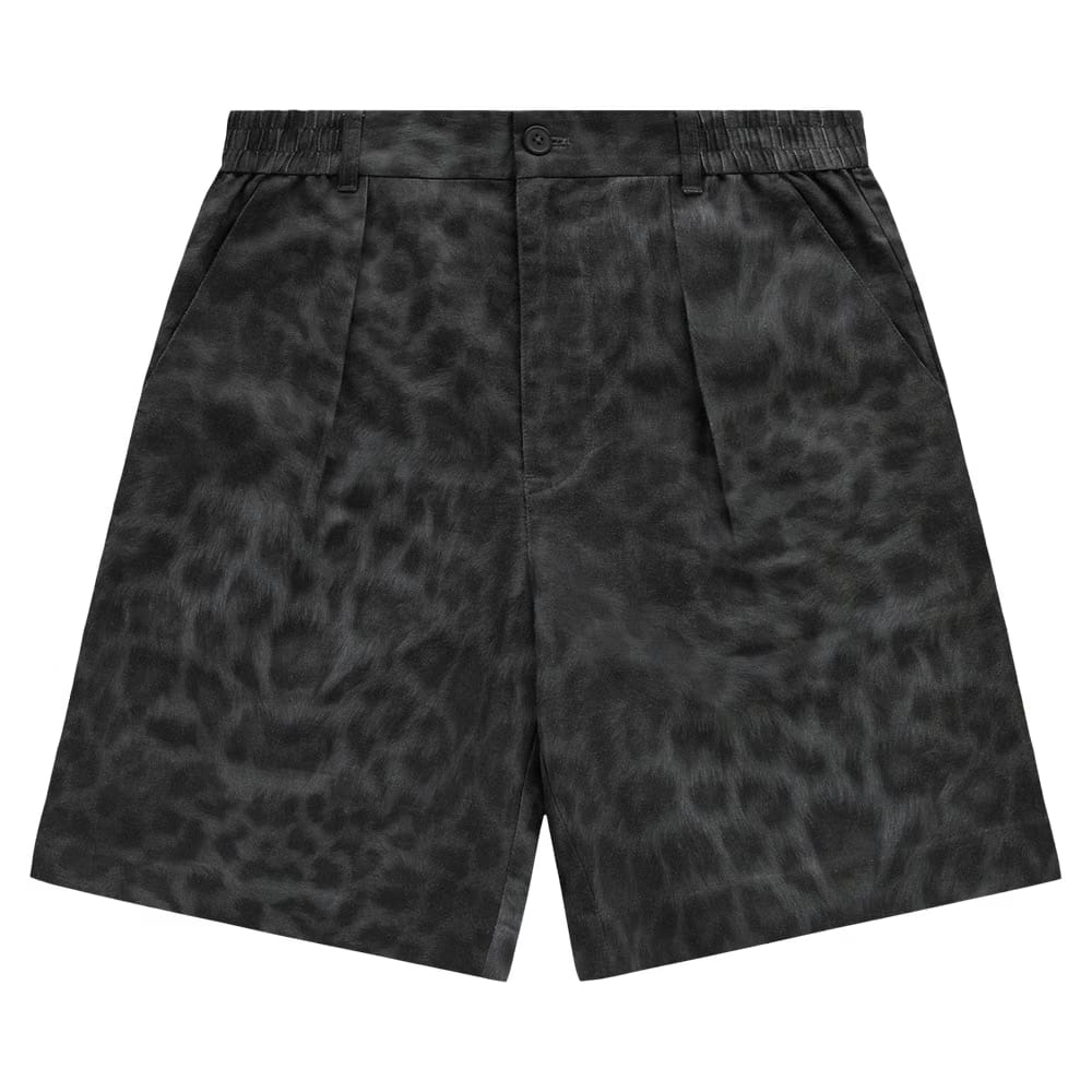 Aimé Leon Dore Pleated Bermuda Shorts Black Leopard