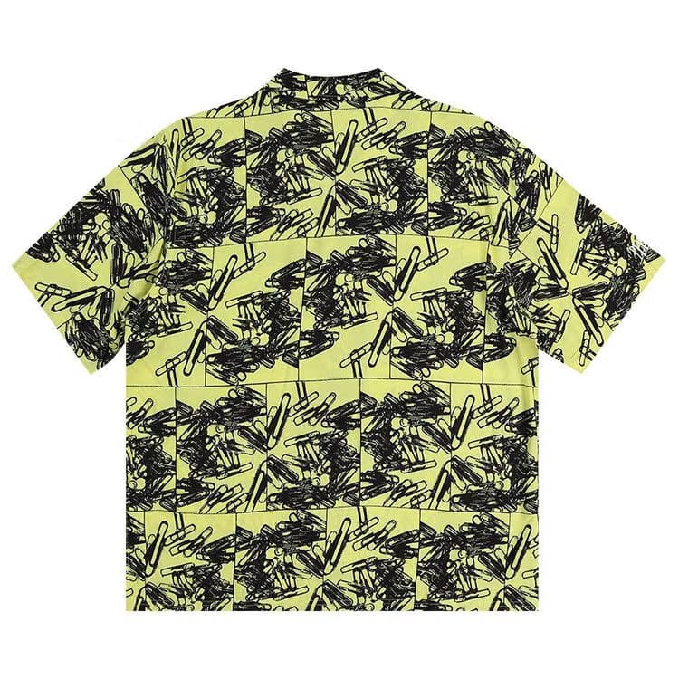 Pleasures Clips Button Down Shorts-Sleeve Shirt Yellow