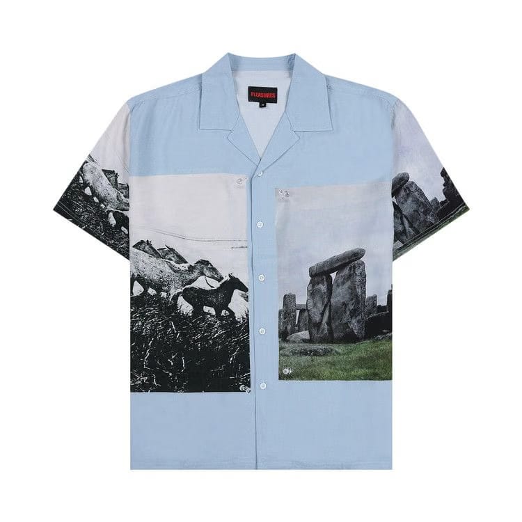 Pleasures Stone Horse Button Down Shirt Blue