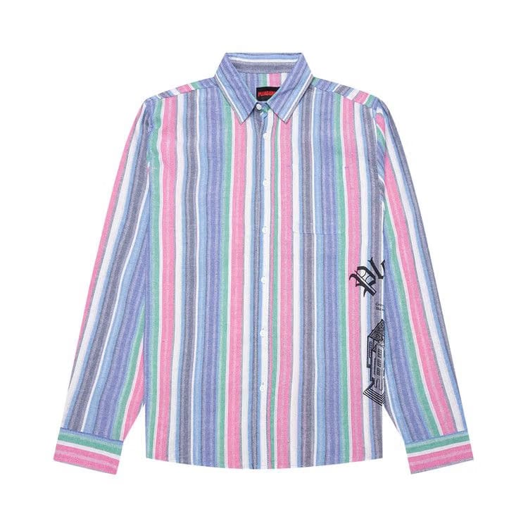 Pleasures Chapel Long-Sleeve Button Up Shirt Blue