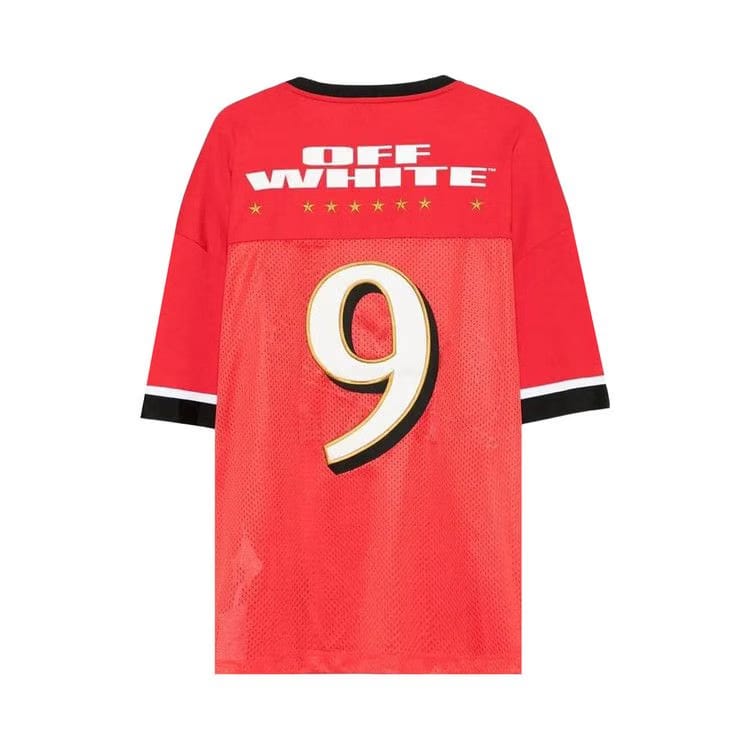 Off-White Type Logo Mesh Football Shorts-Sleeve T-Shirt Red/White