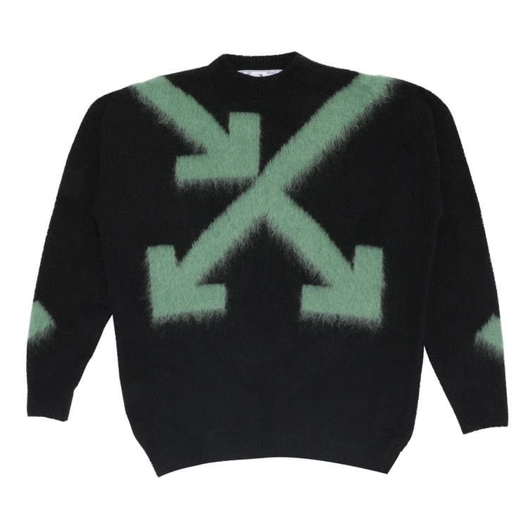 Off-White Fuzzy Arrows Crewneck Black/Hedge Green