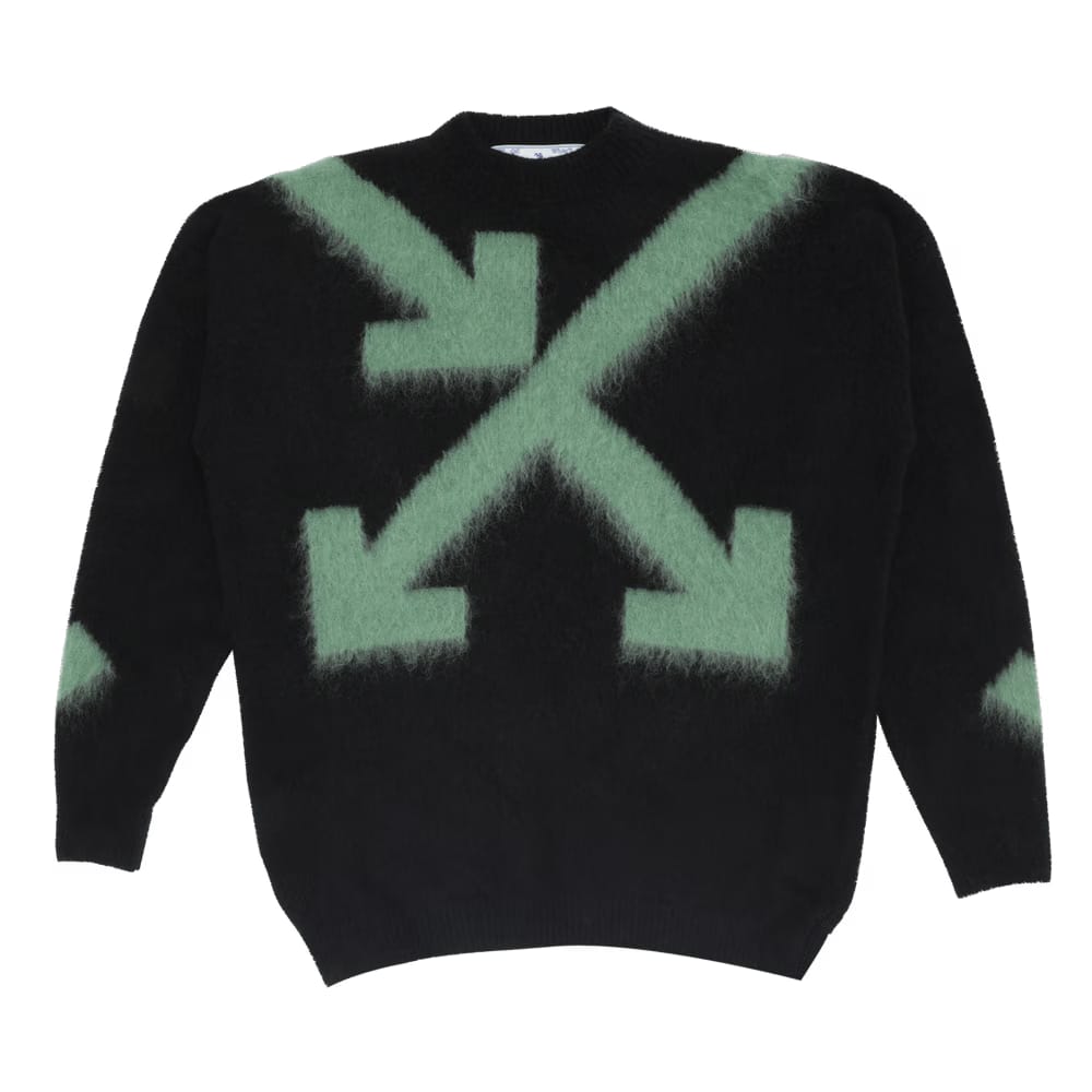 Off-White Fuzzy Arrows Crewneck Black/Hedge Green