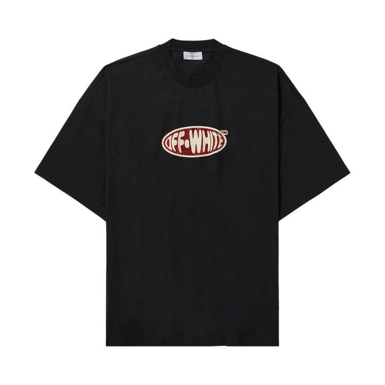 Off-White Crystal Round Logo Over Shorts-Sleeve T-Shirt Black/White