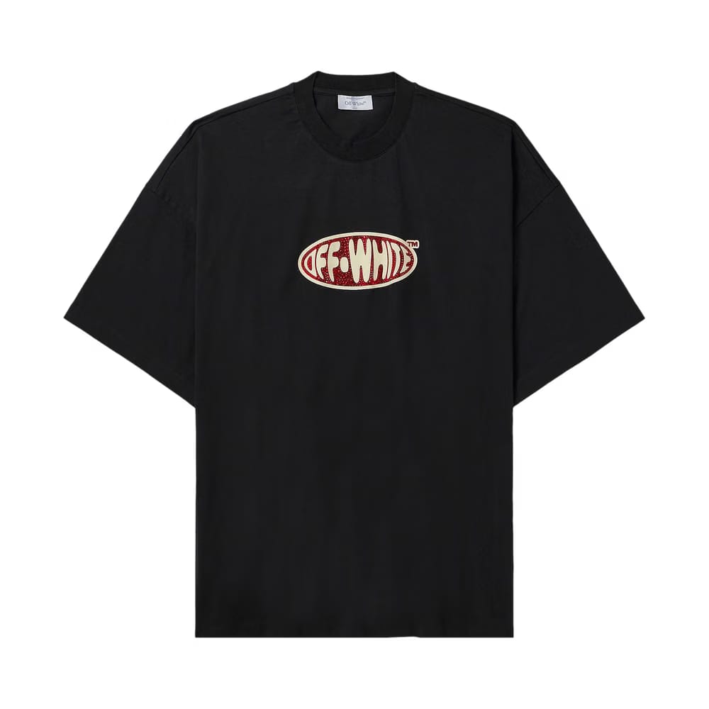 Off-White Crystal Round Logo Over Shorts-Sleeve T-Shirt Black/White