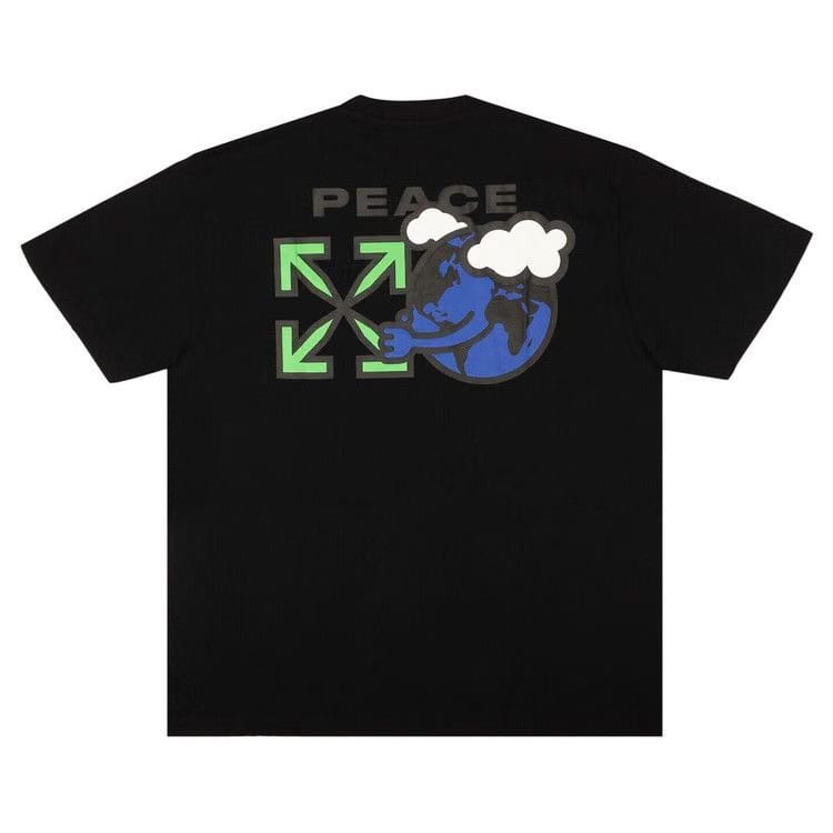 Off-White Peace Worldwide Shorts-Sleeve Over T-Shirt Black/Green