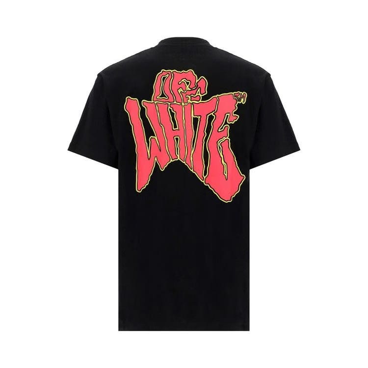 Off-White Psych Type Shorts-Sleeve Over T-Shirt Black/Red