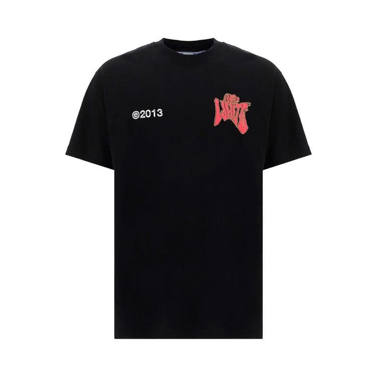 Off-White Psych Type Shorts-Sleeve Over T-Shirt Black/Red