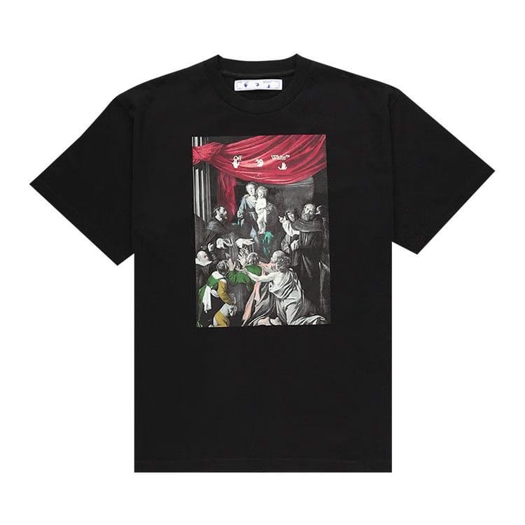 Off-White Caravaggio Painting Shorts-Sleeve Over T-Shirt Black