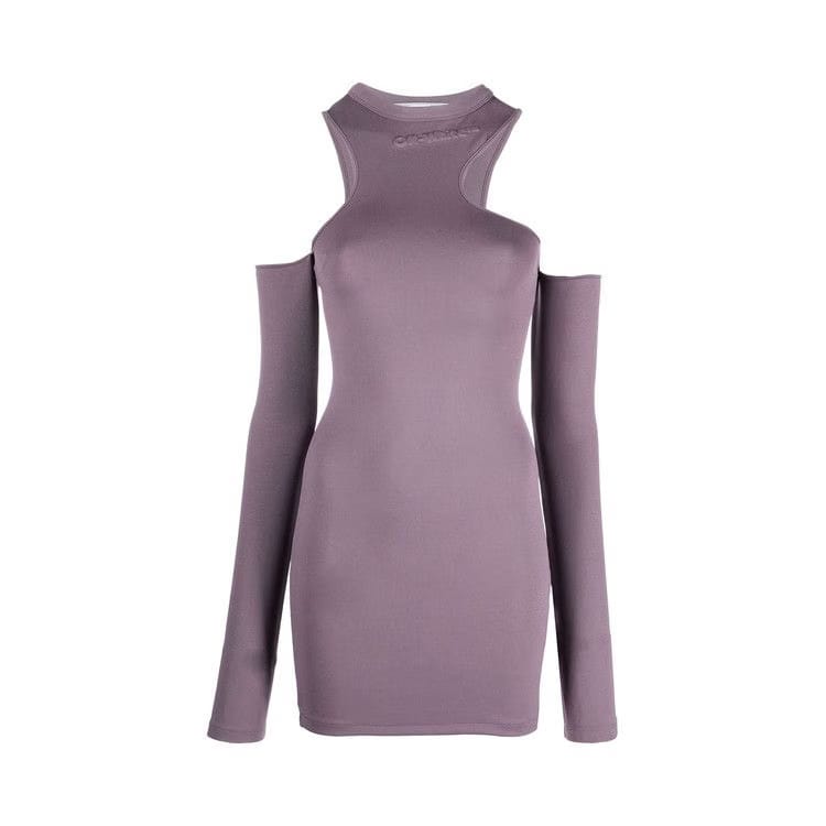 Off-White Sleek Asymmetric Long-Sleeve Mini Dress Violet