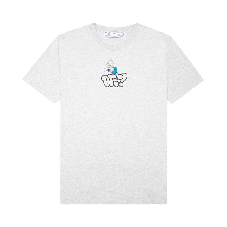 Off-White Off Graffiti Slim Shorts-Sleeve T-Shirt Melange Grey