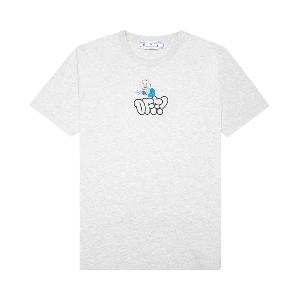 Off-White Off Graffiti Slim Shorts-Sleeve T-Shirt Melange Grey
