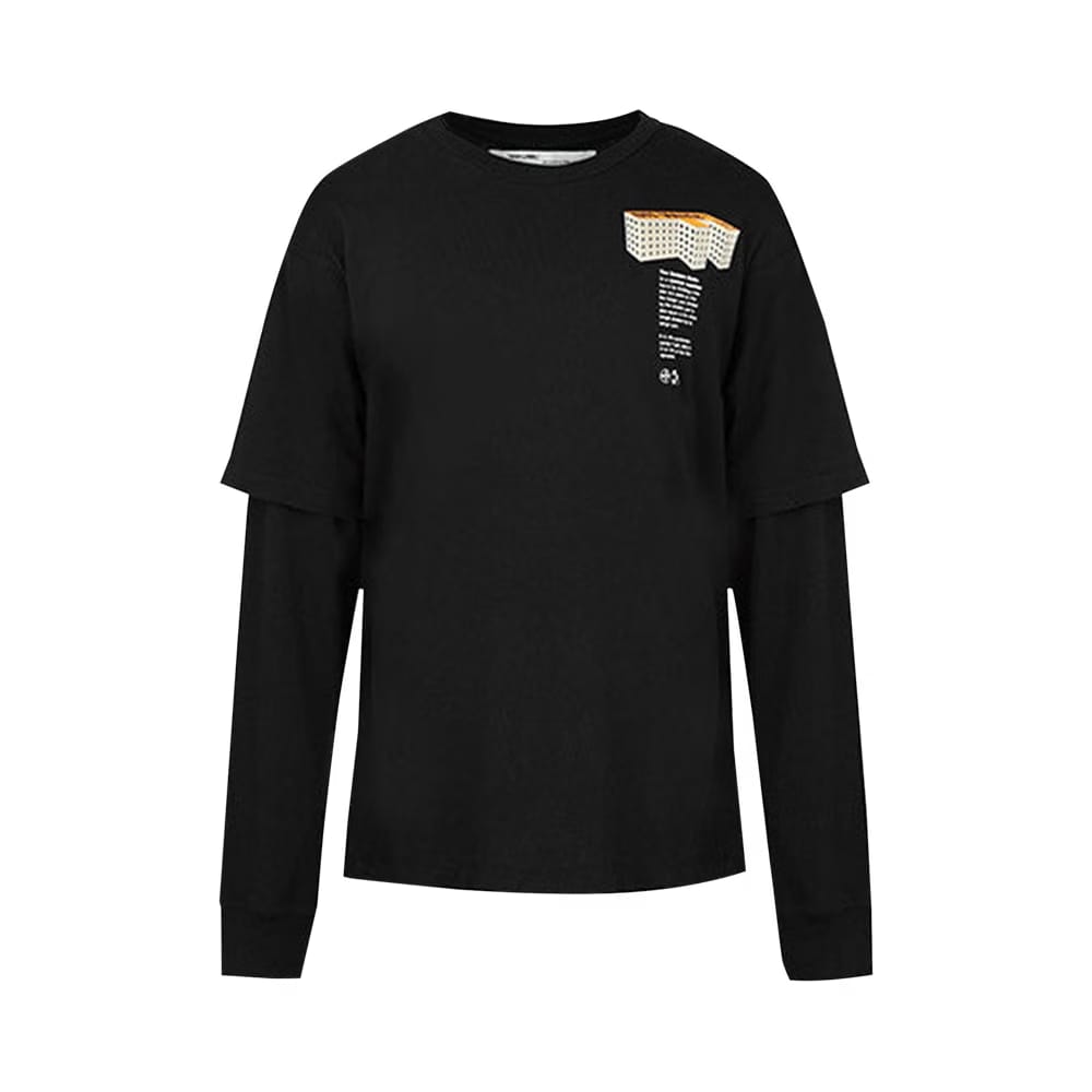 Off-White Building Double Sleeve T-Shirt Black Multi Color
