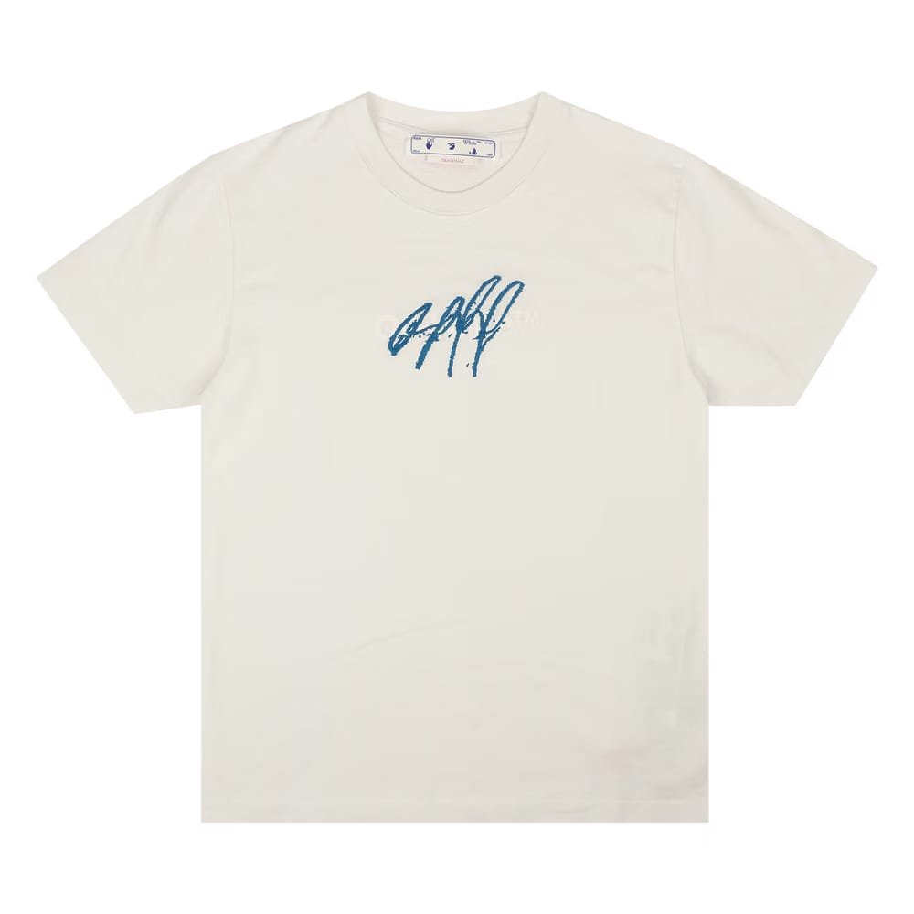 Off-White Bounce Cross Off Slim Shorts-Sleeve T-Shirt White Light