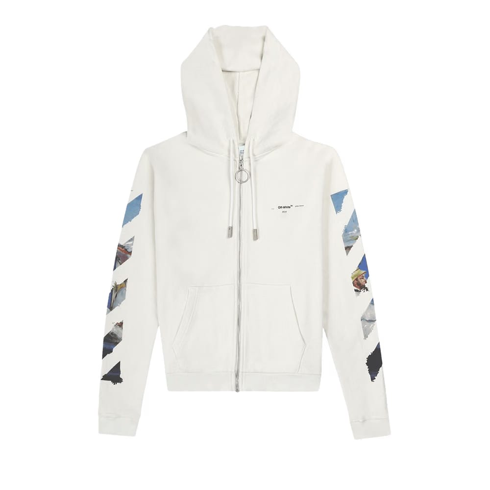 Off-White Diag Multicolour Zipped Hoodie White