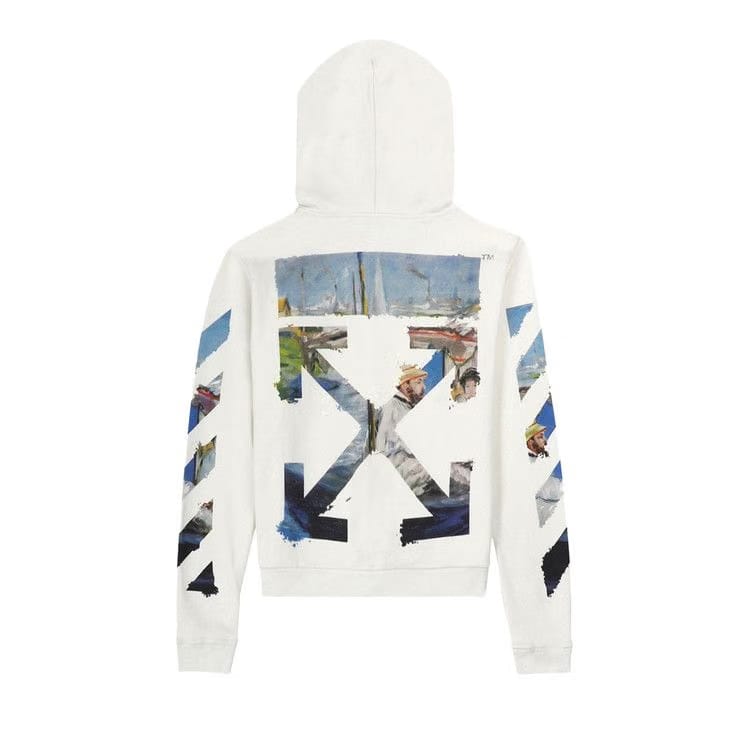 Off-White Diag Multicolour Zipped Hoodie White
